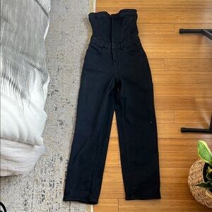 Good American Black Denim Jumpsuit